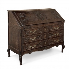 19th Century French R&eacute;gence Style Carved Oak Secretary Desk