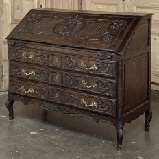 19th Century French Régence Style Carved Oak Secretary Desk
