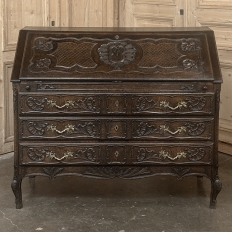 19th Century French Régence Style Carved Oak Secretary Desk