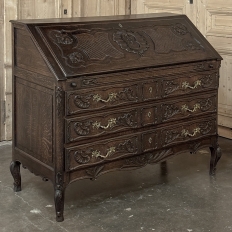 19th Century French Régence Style Carved Oak Secretary Desk