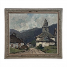 Framed Oil on Canvas by Belgian Landscape Painter Joseph Lemaire (1891&ndash;1972) 'Ardennes Village'