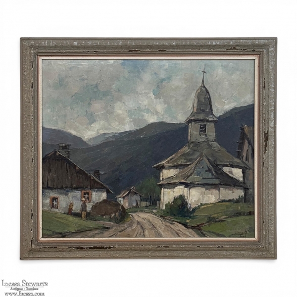 Framed Oil on Canvas by Belgian Landscape Painter Joseph Lemaire (1891&ndash;1972) 'Ardennes Village'