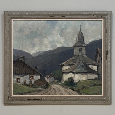 Framed Oil on Canvas by Belgian Landscape Painter Joseph Lemaire (1891–1972) 'Ardennes Village'