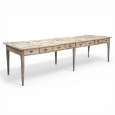 19th Century Stripped Pine Conference Or Dining Table With 16 Drawers