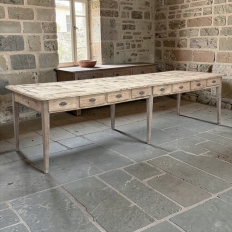 19th Century Stripped Pine Conference Or Dining Table With 16 Drawers