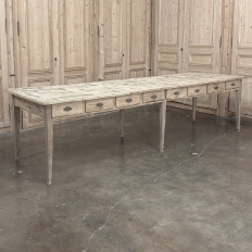 19th Century Stripped Pine Conference Or Dining Table With 16 Drawers