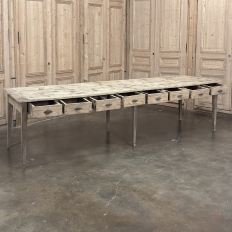 19th Century Stripped Pine Conference Or Dining Table With 16 Drawers