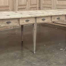19th Century Stripped Pine Conference Or Dining Table With 16 Drawers