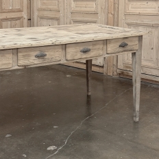 19th Century Stripped Pine Conference Or Dining Table With 16 Drawers