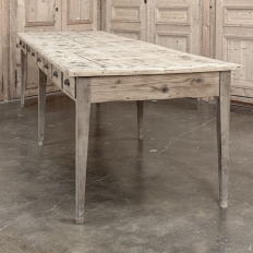 19th Century Stripped Pine Conference Or Dining Table With 16 Drawers