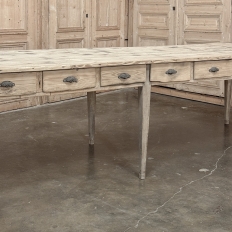 19th Century Stripped Pine Conference Or Dining Table With 16 Drawers