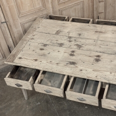 19th Century Stripped Pine Conference Or Dining Table With 16 Drawers