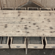19th Century Stripped Pine Conference Or Dining Table With 16 Drawers