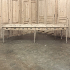 19th Century Stripped Pine Conference Or Dining Table With 16 Drawers