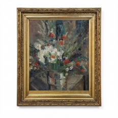 Antique Framed Oil Painting on Canvas by L. E. Muller