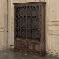 Antique French Gothic & Wrought Iron Bookcase ~ Bibliotheque from Toulouse