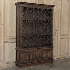 Antique French Gothic & Wrought Iron Bookcase ~ Bibliotheque from Toulouse