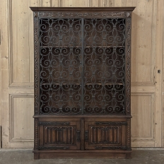 Antique French Gothic & Wrought Iron Bookcase ~ Bibliotheque from Toulouse
