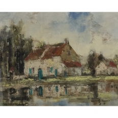 Framed Oil Painting on Canvas by Edmond De Meulenaire (1884–1963)