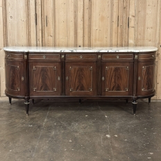 Grand Louis XVI Style Flame Mahogany Buffet with Marble Top