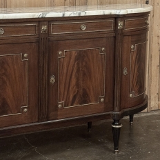 Grand Louis XVI Style Flame Mahogany Buffet with Marble Top