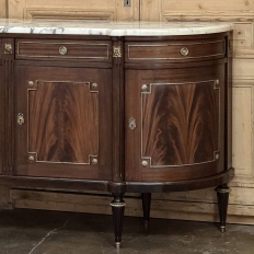 Grand Louis XVI Style Flame Mahogany Buffet with Marble Top