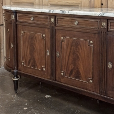 Grand Louis XVI Style Flame Mahogany Buffet with Marble Top