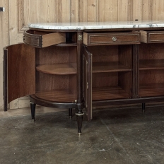 Grand Louis XVI Style Flame Mahogany Buffet with Marble Top