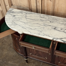 Grand Louis XVI Style Flame Mahogany Buffet with Marble Top