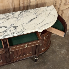 Grand Louis XVI Style Flame Mahogany Buffet with Marble Top