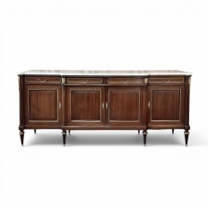Louis XVI Style Mahogany Buffet with White Marble Top