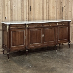 Louis XVI Style Mahogany Buffet with White Marble Top