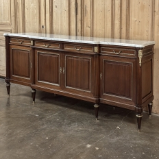 Louis XVI Style Mahogany Buffet with White Marble Top