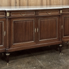 Louis XVI Style Mahogany Buffet with White Marble Top