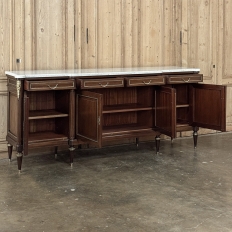 Louis XVI Style Mahogany Buffet with White Marble Top