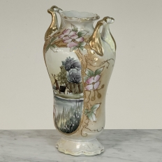 Vintage Nippon Hand-Painted Vase with Cherry Blossoms