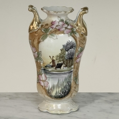 Vintage Nippon Hand-Painted Vase with Cherry Blossoms