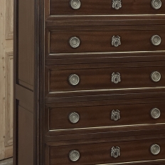 19th Century Louis XVI Mahogany Carrara Marble Top Semainier ~ Tall Chest of Drawers