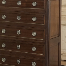 19th Century Louis XVI Mahogany Carrara Marble Top Semainier ~ Tall Chest of Drawers