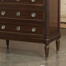 19th Century Louis XVI Mahogany Carrara Marble Top Semainier ~ Tall Chest of Drawers