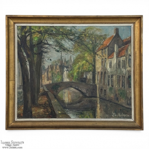 Framed Oil On Canvas By L&eacute;on Mechelaere (1880-1964) 'Pont de l&rsquo;Hydromel'
