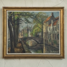 Framed Oil On Canvas By Léon Mechelaere (1880-1964) 'Pont de l’Hydromel'