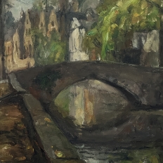 Framed Oil On Canvas By Léon Mechelaere (1880-1964) 'Pont de l’Hydromel'
