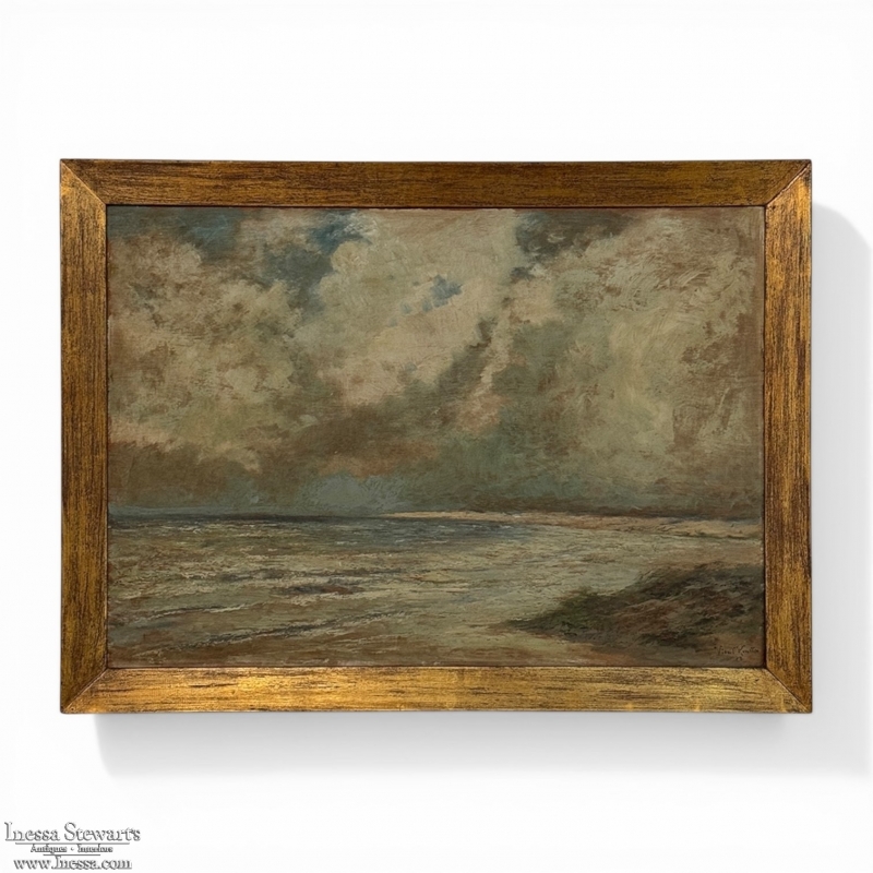 Framed Oil Painting on Panel by Vital Keuller (1866-1945) 'Seascape'