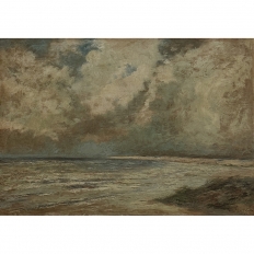 Framed Oil Painting on Panel by Vital Keuller (1866-1945) 'Seascape'