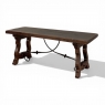 Spanish Walnut Coffee Table with Hand-Forged Iron Stretcher