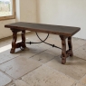 Spanish Walnut Coffee Table with Hand-Forged Iron Stretcher