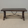 Spanish Walnut Coffee Table with Hand-Forged Iron Stretcher