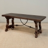 Spanish Walnut Coffee Table with Hand-Forged Iron Stretcher