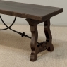 Spanish Walnut Coffee Table with Hand-Forged Iron Stretcher